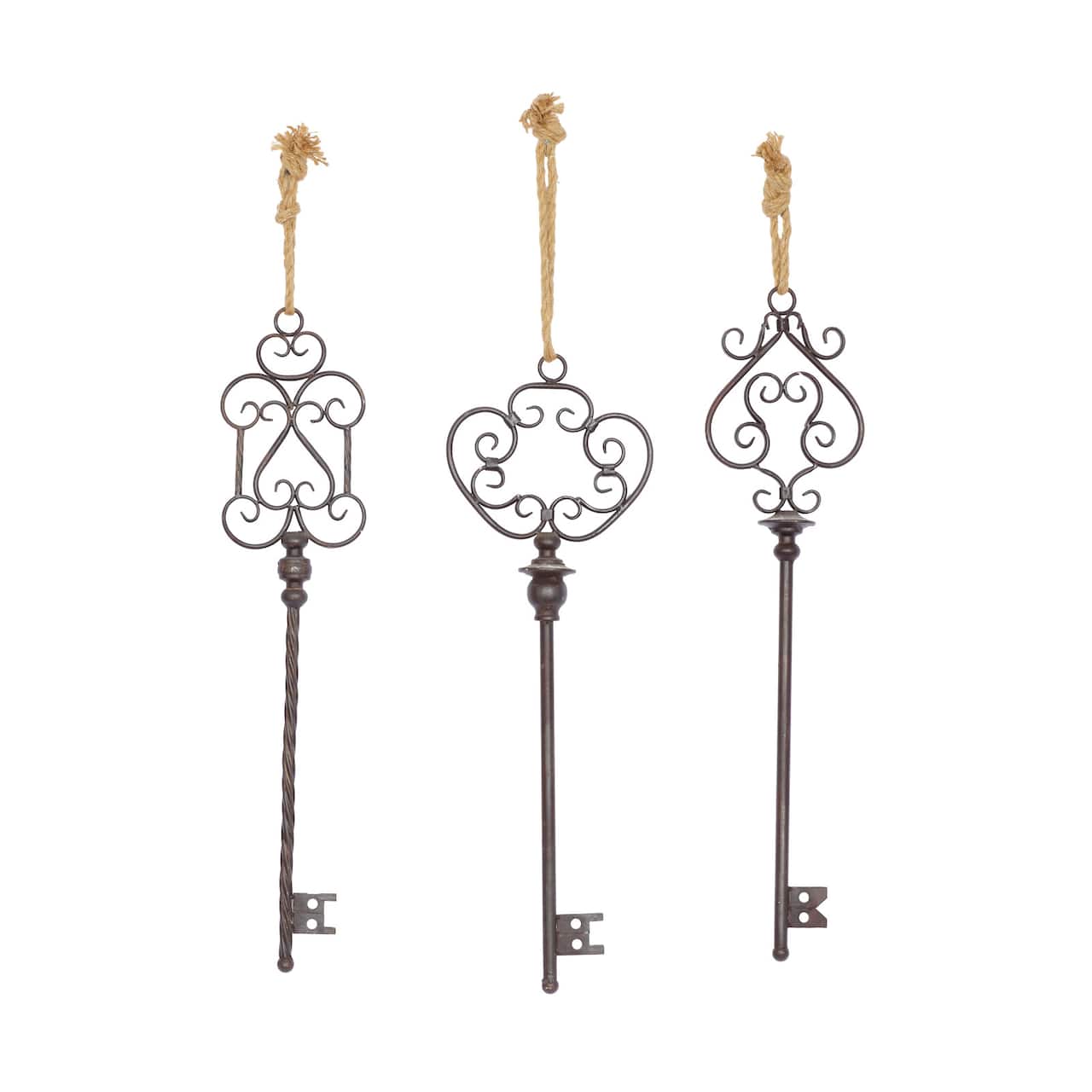 31" Black Metal Skeleton Key Industrial Wall Décor Set